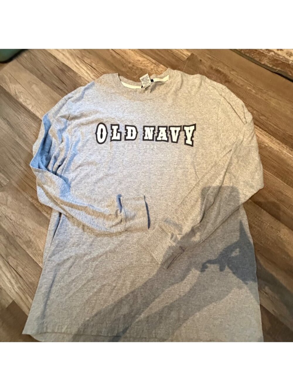 Vintage Old Navy Gray Long Sleeve Regular Fit T-Shirt Mens L Cotton Blend Casual
